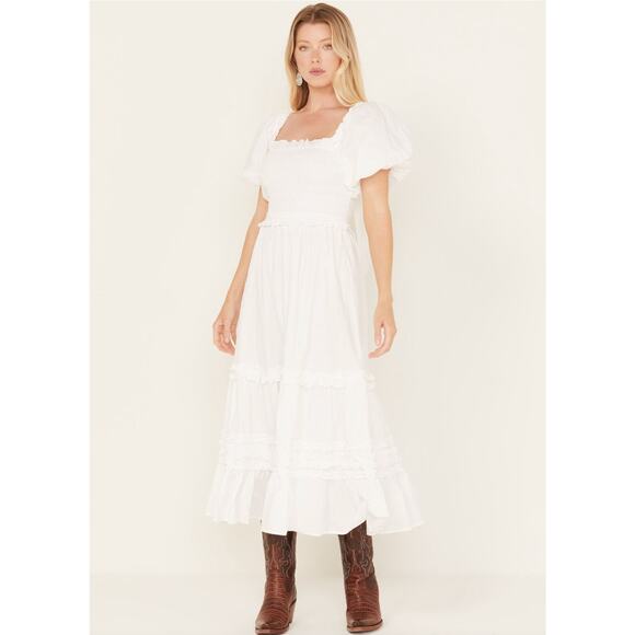 Cleobella Cherith Tier Midi Dress White Size XL NWT Timeless Elegance Western - Picture 1 of 16